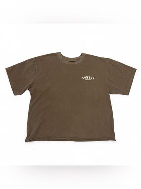 Cowboy Colostrum brown cotton cropped tee shirt